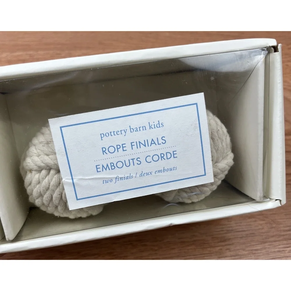 Pottery Barn Kids Rope Ball Finials, Set of 2 NEW